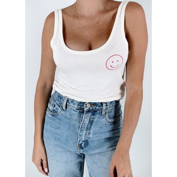 Forever 21 Thank You For Choosing Used Cream Tank Top Size Small - Picture 1 of 4